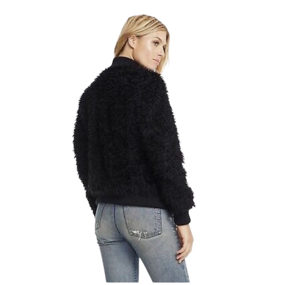 Chaser Faux Fur Black Bomber Jacket Size S New with Tags - Picture 10 of 10